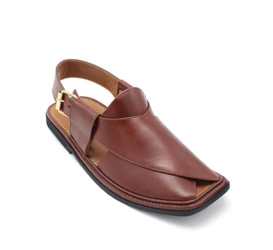 Handmade Brown Leather Peshawari Chappal for Men – Traditional Classic Footwear