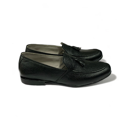 Premium Black Leather Tassel Loafers for Men – Stylish Slip-On Dress Shoes