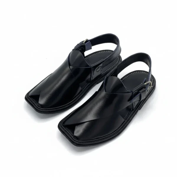 Premium Charsadda Chappal Smooth leather Black