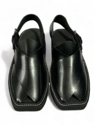 Kaptaan Chappal Goal T Shape Premium quality Leather’ Black