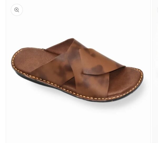 Men’s Premium Leather Cross-Strap Slippers