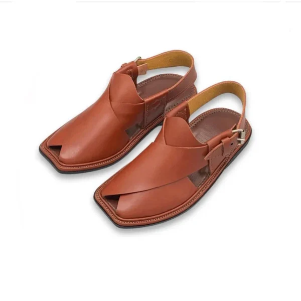 Premium Charsadda Chappal Smooth leather Brown