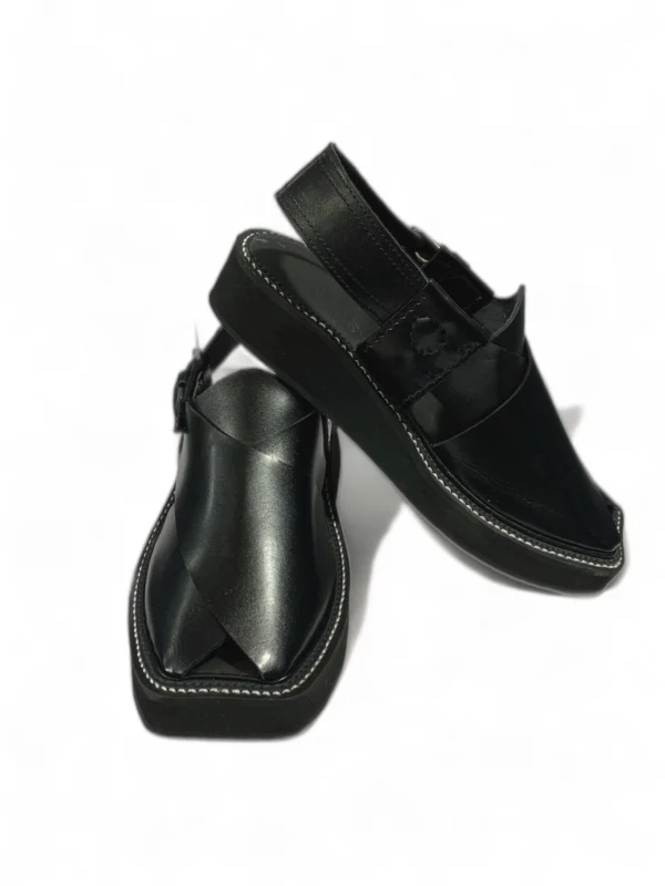 Kaptaan Chappal Goal T Shape Premium quality Leather’ Black