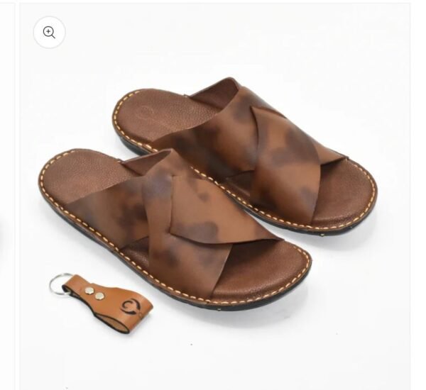 Men’s Premium Leather Cross-Strap Slippers