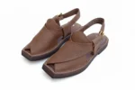 Premium Kaptaan Chappal – Brown Dotted Leather