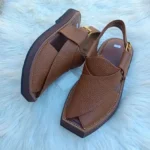 Premium Kaptaan Chappal – Brown Dotted Leather