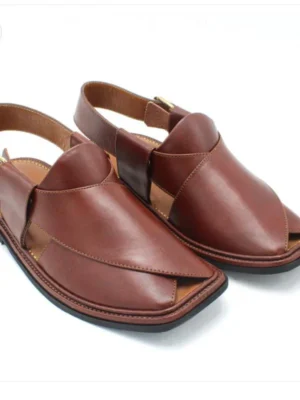 Premium Kaptaan Chappal – Brown Smooth Leather
