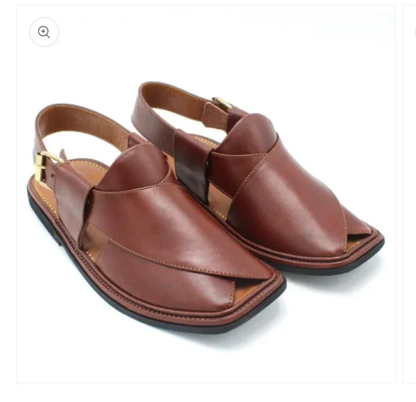 Premium Kaptaan Chappal – Brown Smooth Leather