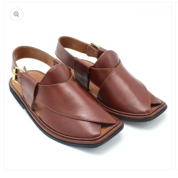 Premium Kaptaan Chappal – Brown Smooth Leather