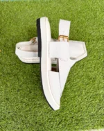 Handmade white Leather Kaptaan Chappal –012